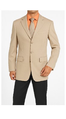 Mens 3 Button Blazer - Three Button Light Tan ~ Beige Sport Coat - Side Vented - Wool Blazer