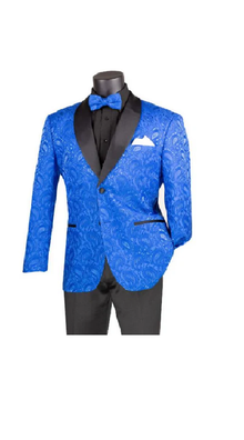 Mens Blazer - Paisley Sport Coat - Royal Prom Tuxedo Dinner Jacket Blazer