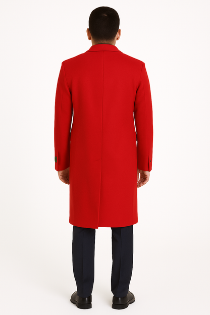 Mens Full Length and Cashmere Overcoat - Winter Topcoats - Red Coat - Image 3