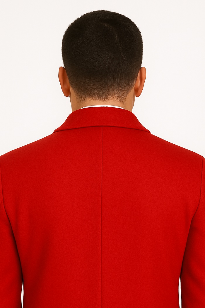 Mens Full Length and Cashmere Overcoat - Winter Topcoats - Red Coat - Image 6