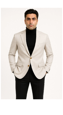 Mens Light Beige Casual Blazer with Slim Fit and Notch Lapel