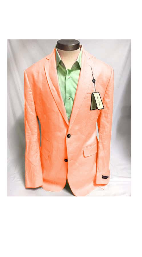 Mens Linen Blazer - Coral Linen Sport Coat - Summer Blazer - Image 2