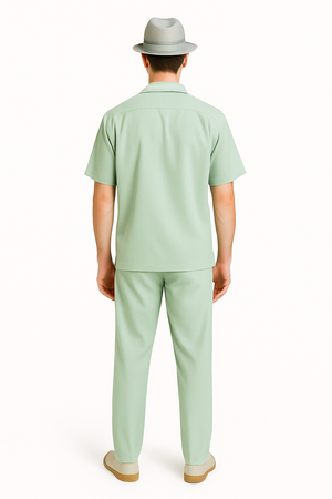 Mens Linen Walking Suit - Apple Green Summer Outfit - Mens Linen Suit - Image 2