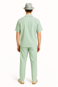 Mens Linen Walking Suit - Apple Green Summer Outfit - Mens Linen Suit