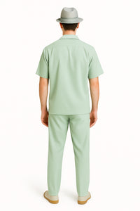 Mens Linen Walking Suit - Apple Green Summer Outfit - Mens Linen Suit