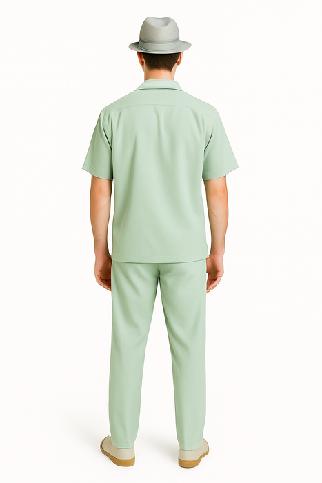 Mens Linen Walking Suit - Apple Green Summer Outfit - Mens Linen Suit