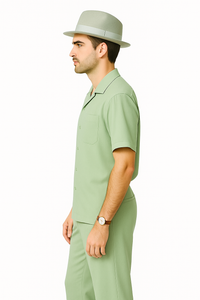 Mens Linen Walking Suit - Apple Green Summer Outfit - Mens Linen Suit