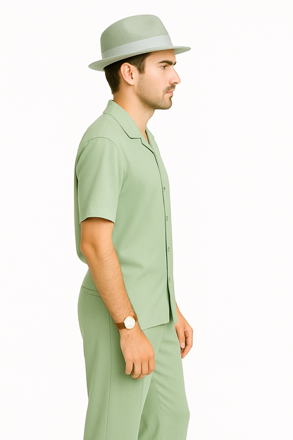 Mens Linen Walking Suit - Apple Green Summer Outfit - Mens Linen Suit - Image 6