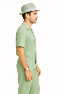 Mens Linen Walking Suit - Apple Green Summer Outfit - Mens Linen Suit