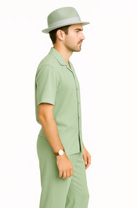 Mens Linen Walking Suit - Apple Green Summer Outfit - Mens Linen Suit