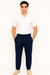 Mens Pleated Dress Pants Navy Blue Wide Leg Slacks Pleated Baggy Dress Trousers Unhemmed Unfinished Bottom