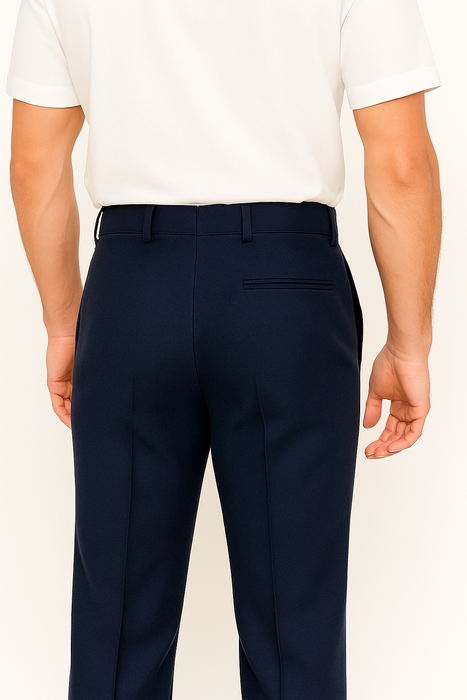 Mens Pleated Dress Pants Navy Blue Wide Leg Slacks Pleated Baggy Dress Trousers Unhemmed Unfinished Bottom