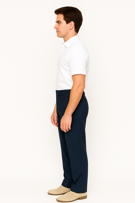 Mens Pleated Dress Pants Navy Blue Wide Leg Slacks Pleated Baggy Dress Trousers Unhemmed Unfinished Bottom