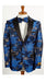 Mens Royal Blue and Gold 2 Button Foil Paisley Tuxedo Blazer