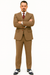 Mens Two Button Notch Label Tweed Suit Brown Herringbone