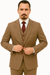 Mens Two Button Notch Label Tweed Suit Brown Herringbone