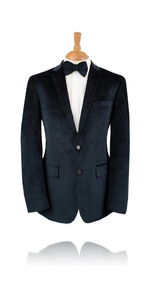 2 Button, Blue Velvet Tuxedo Jacket, Black Label Velvet Blazer - Mens Velvet Jacket