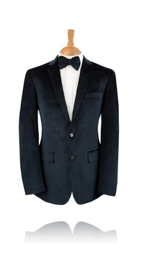 2 Button, Blue Velvet Tuxedo Jacket, Black Label Velvet Blazer - Mens Velvet Jacket