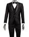 Mens 1 Button Shawl Lapel Vested Wedding | Prom Tuxedo in Black Sharkskin