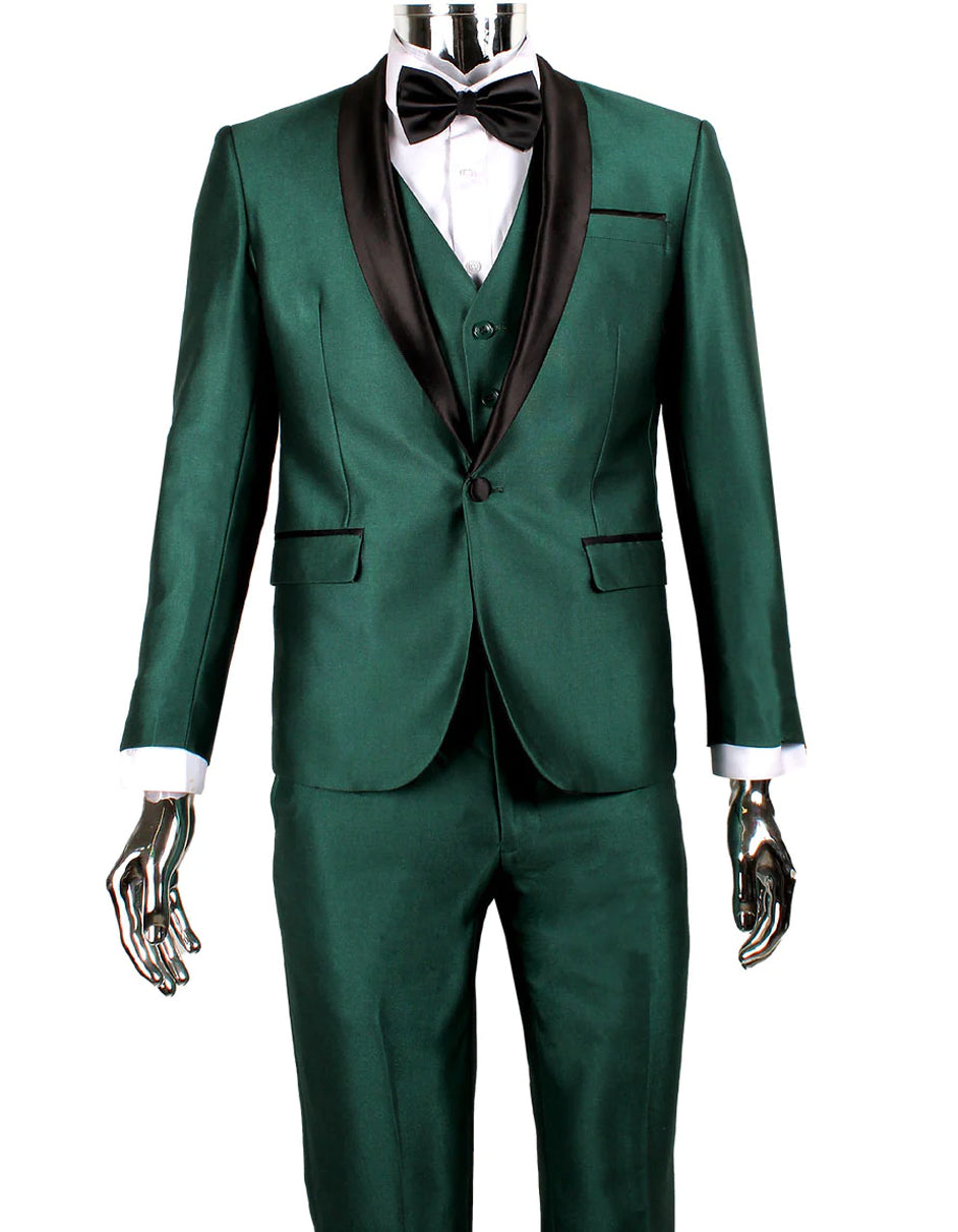 emerald green satin cowl neck ring detail bodycon dress Men Shiny Satin Wedding Suits 2 Pieces Emerald Green Tuxedos Jacket + —  MensUSA main image 1