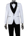 Mens 1 Button Shawl Lapel Vested Wedding | Prom Tuxedo in White Sharkskin