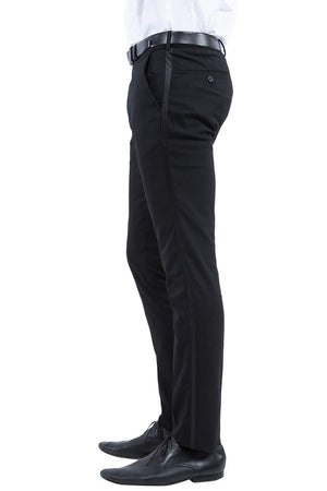Mens Zegarie Brand Men's Modern Fit Flat Front Tuxedo Separates Pants in Black