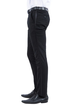 Mens Zegarie Brand Men's Modern Fit Flat Front Tuxedo Separates Pants in Black