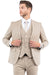 Mens Zegarie Brand Men's One Button Vested Slim Fit Business & Wedding Suit in Tan