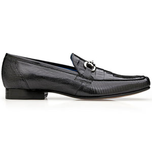 Belvedere Mens Black Crocodile Lizard Loafers Udine