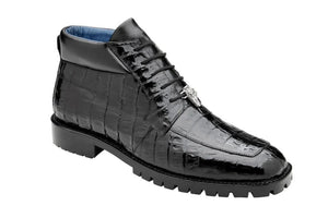 Belvedere Mens Black Gator Ankle Boots Gallardo