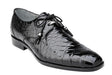 Belvedere Alligator Shoes Mens Black Italian Lace Up Lago
