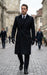 Mens Black James Bond Outfit Spectre Peak Lapel Double Breasted Bridge Long Coat
