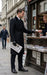 Mens Black James Bond Outfit Spectre Peak Lapel Double Breasted Bridge Long Coat