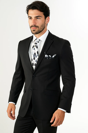 Buy 10 and More $59 Mens Black Slim Fit Suit Vent Online Discount Fashion Sale Cheap Priced Business Suits Clearance Sale For Men - Image 2