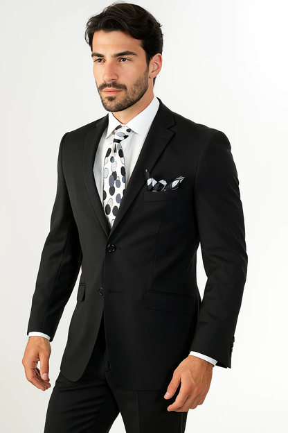 Buy 10 and More $59 Mens Black Slim Fit Suit Vent Online Discount Fashion Sale Cheap Priced Business Suits Clearance Sale For Men - Image 2