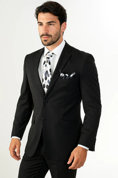 Buy 10 and More $59 Mens Black Slim Fit Suit Vent Online Discount Fashion Sale Cheap Priced Business Suits Clearance Sale For Men - Image 2