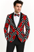 Mens Plus Size Blazers - Large Mens Blazers Mens Black ~ Red ~ White Paisley Blazer - Big and Tall Sport Coat With Bowtie
