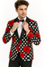 Mens Plus Size Blazers - Large Mens Blazers Mens Black ~ Red ~ White Paisley Blazer - Big and Tall Sport Coat With Bowtie