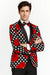 Mens Plus Size Blazers - Large Mens Blazers Mens Black ~ Red ~ White Paisley Blazer - Big and Tall Sport Coat With Bowtie