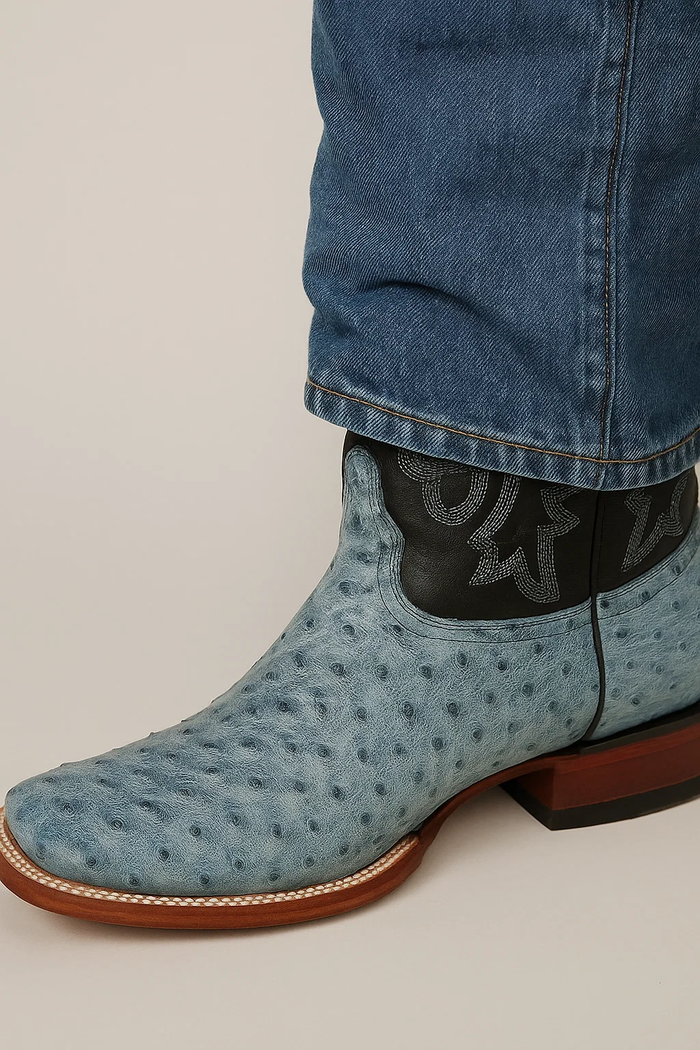 Mens Blue Ostrich Boots