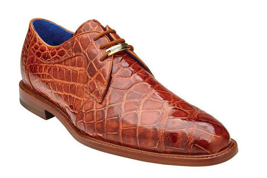 Belvedere Alligator Shoes Mens Brandy Italian Lace Up Lago