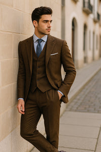 Mens Brown Linen Suit - Brown Summer Wedding Suit