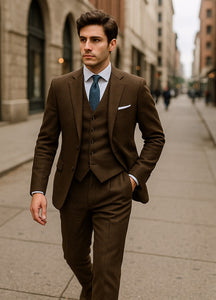 Mens Brown Linen Suit - Brown Summer Wedding Suit