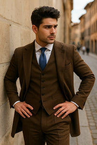 Mens Brown Linen Suit - Brown Summer Wedding Suit