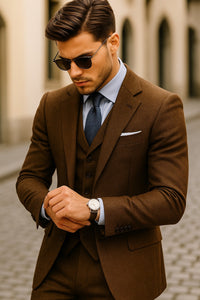 Mens Brown Linen Suit - Brown Summer Wedding Suit