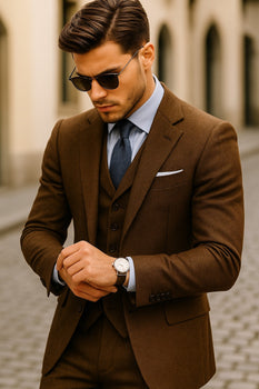 Mens Brown Linen Suit - Brown Summer Wedding Suit - Image 2
