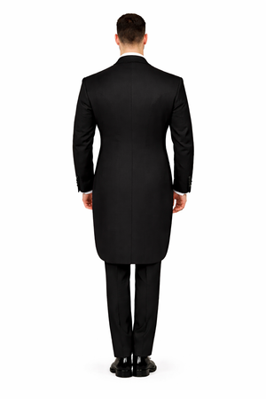 Mens Classic Black Tail Tuxedo with White Vest