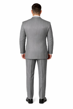 Mens Gangster Pinstripe 2 Button Double Breasted Vest Suit in Black