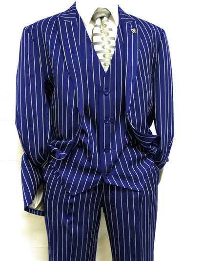 Mens Gangster Pinstripe 2 Button Double Breasted Vest Suit in Black Or Charcoal Grey (Copy) - Image 7