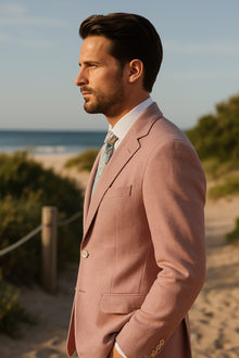 Mens Linen Suit For Beach Wedding - Summer  Suit in Pink